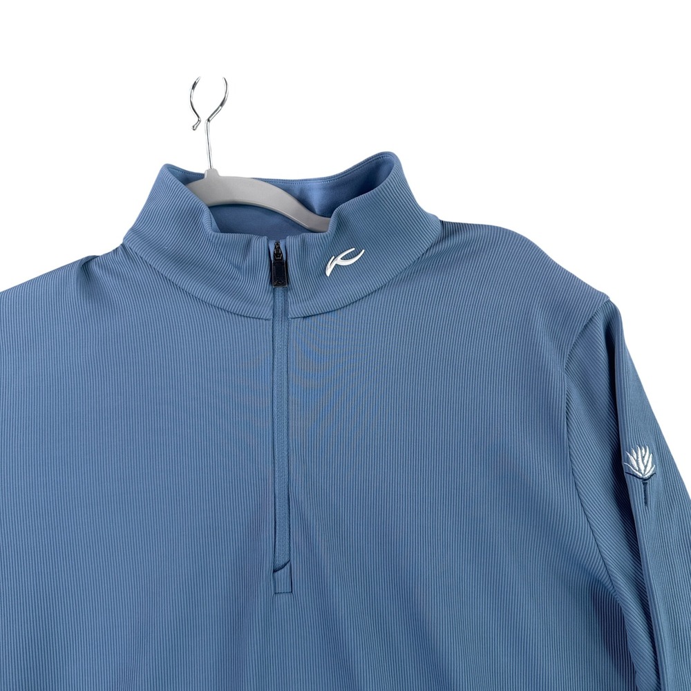 KJUS Ethan Midlayer Half-Zip Men 48 S Blue Colorado Golf Club K00817 UPF 50+